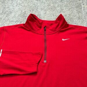 Nike DRI-FIT Element 1/4 Zip Running Pullover Men L Red Long Sleeve Shirt b008